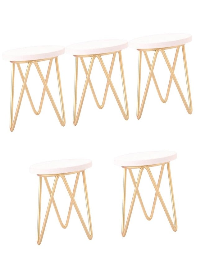 Toddmomy 5pcs Miniature Round Table Scale Dollhouse Decor Tiny House Nightstand Furniture Construction for Crafts and Mini House Decoration - Image 1
